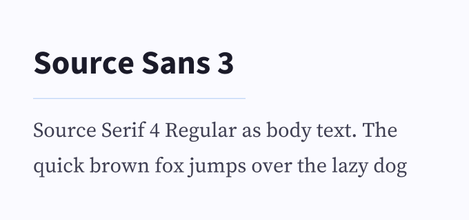 Source Sans 3 + Source Serif 4 font pairing preview