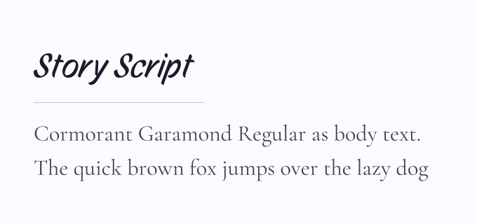 Story Script + Cormorant Garamond font pairing preview