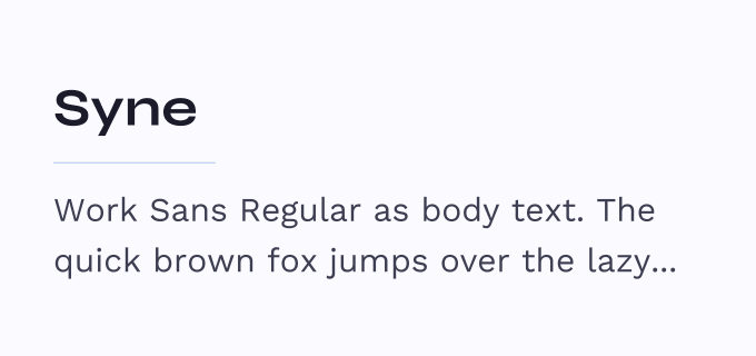 Syne + Work Sans font pairing preview