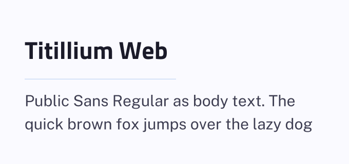 Titillium Web + Public Sans font pairing preview