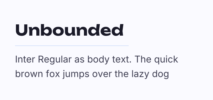 Unbounded + Inter font pairing preview