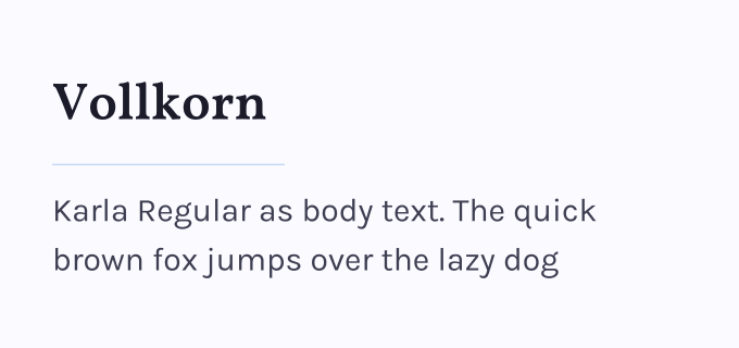 Vollkorn + Karla font pairing preview