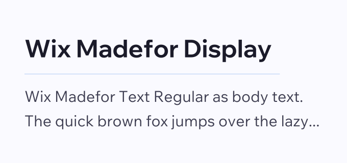 Wix Madefor Display + Wix Madefor Text font pairing preview