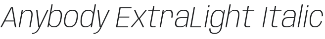 Anybody ExtraLight Italic Font Preview