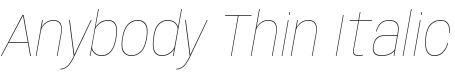 Anybody Thin Italic Font Preview