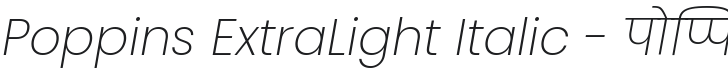Poppins ExtraLight Italic Font Preview