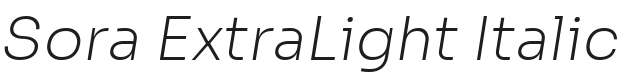Sora ExtraLight Italic Font Preview